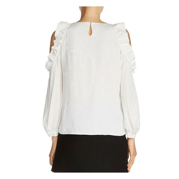 Maje NWT Loyd Cold Shoulder Top Ivory Ruffle Shirt - Picture 3 of 8